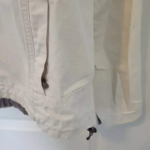 Women's Cabelas Jacket Full Zip 100% Cotten Hooded Off White Sz XL Lightweight - Picture 7 of 8